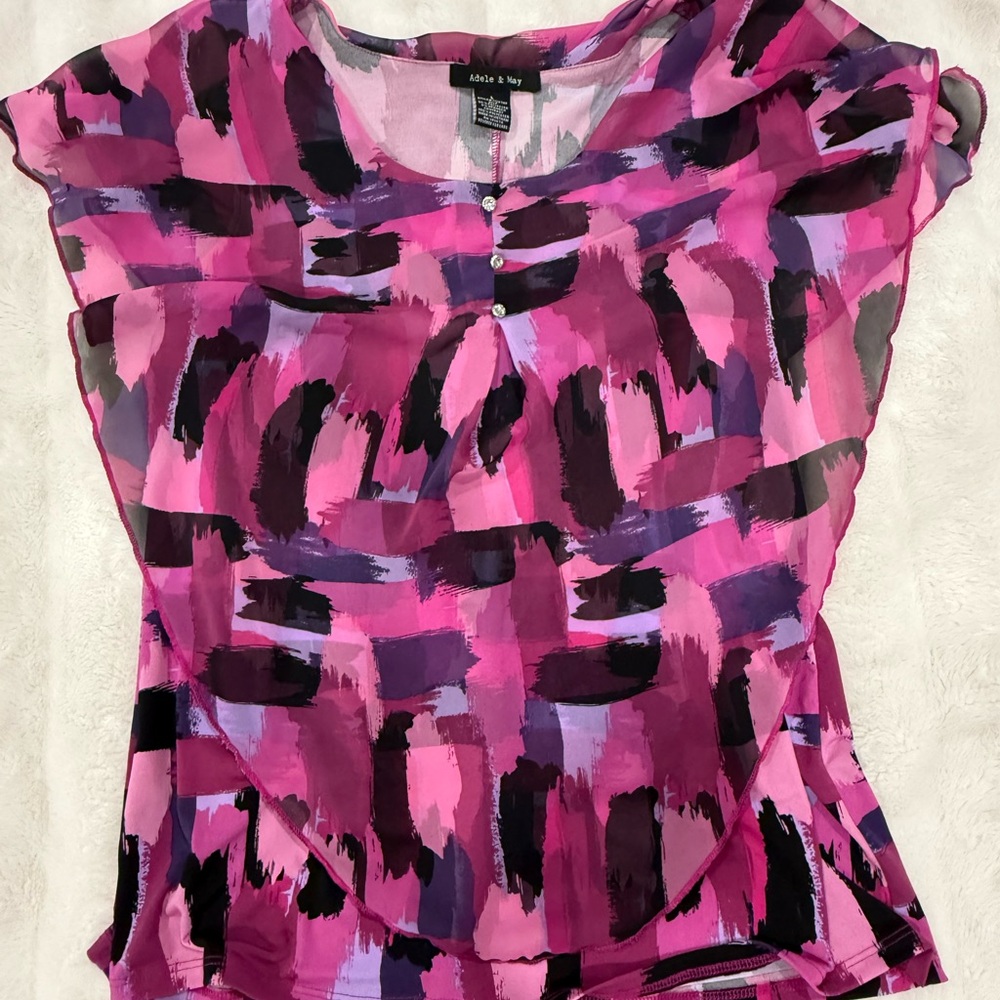 Elegant Pink and Purple Women's Blouse